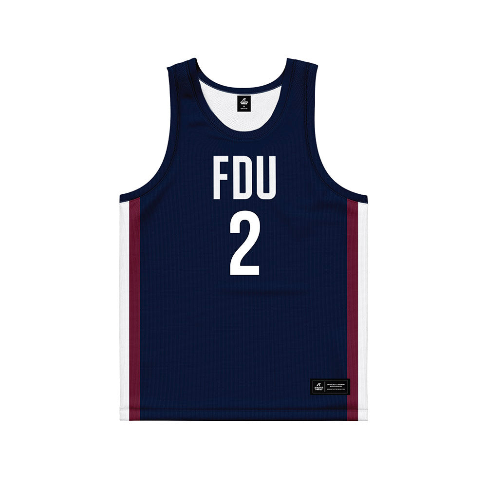 FDU - NCAA Men's Basketball : Demetre Roberts - Blue Basketball Jersey-0