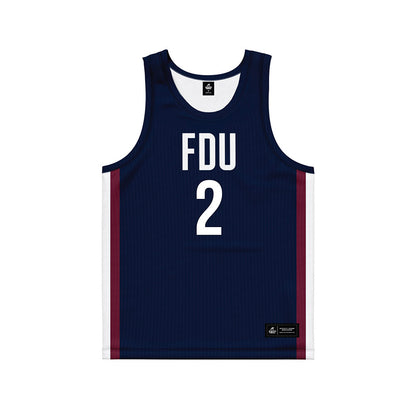 FDU - NCAA Men's Basketball : Demetre Roberts - Blue Basketball Jersey-0