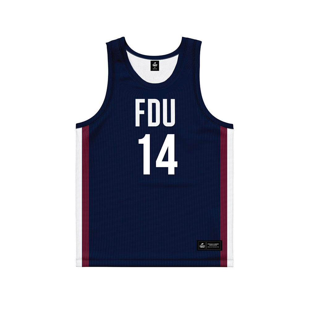 FDU - NCAA Men's Basketball : Pier-Olivier Racine - Blue Basketball Jersey-0