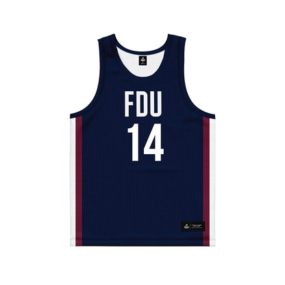 FDU - NCAA Men's Basketball : Pier-Olivier Racine - Blue Basketball Jersey-0