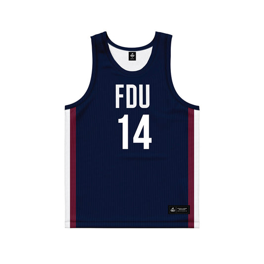 FDU - NCAA Men's Basketball : Pier-Olivier Racine - Blue Basketball Jersey-0
