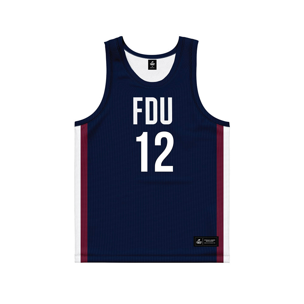 FDU - NCAA Men's Basketball : Sebastien Lamaute - Blue Basketball Jersey-0