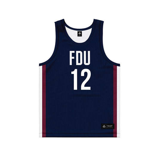 FDU - NCAA Men's Basketball : Sebastien Lamaute - Blue Basketball Jersey-0
