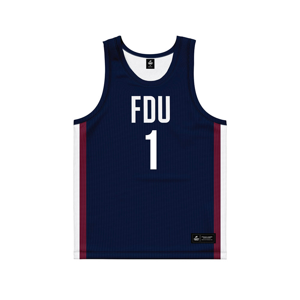 FDU - NCAA Men's Basketball : Joe Munden Jr - Blue Basketball Jersey-0