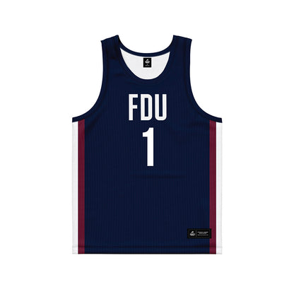 FDU - NCAA Men's Basketball : Joe Munden Jr - Blue Basketball Jersey-0