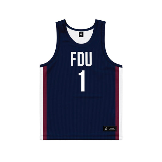 FDU - NCAA Men's Basketball : Joe Munden Jr - Blue Basketball Jersey-0