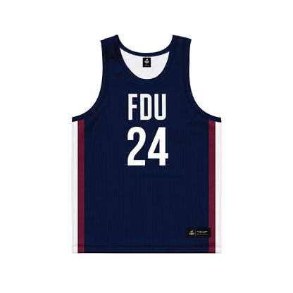 FDU - NCAA Men's Basketball : Elijah Godbolt - Blue Basketball Jersey-0