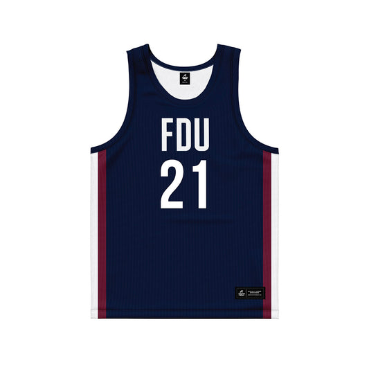 FDU - NCAA Men's Basketball : Cameron Tweedy - Blue Basketball Jersey-0