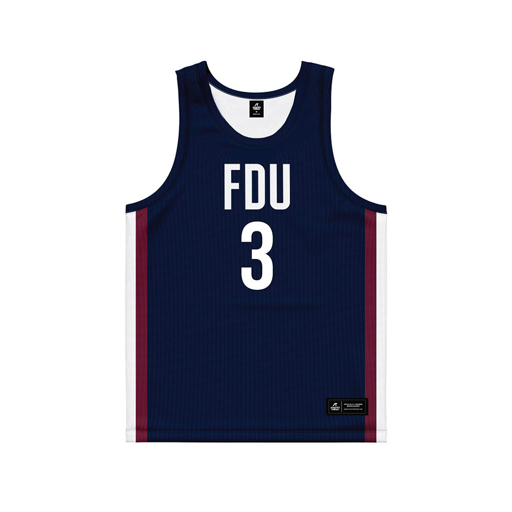 FDU - NCAA Men's Basketball : Raysean Johnson - Blue Basketball Jersey-0