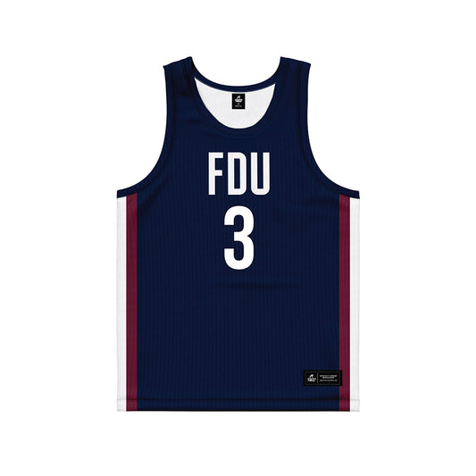 FDU - NCAA Men's Basketball : Raysean Johnson - Blue Basketball Jersey-0