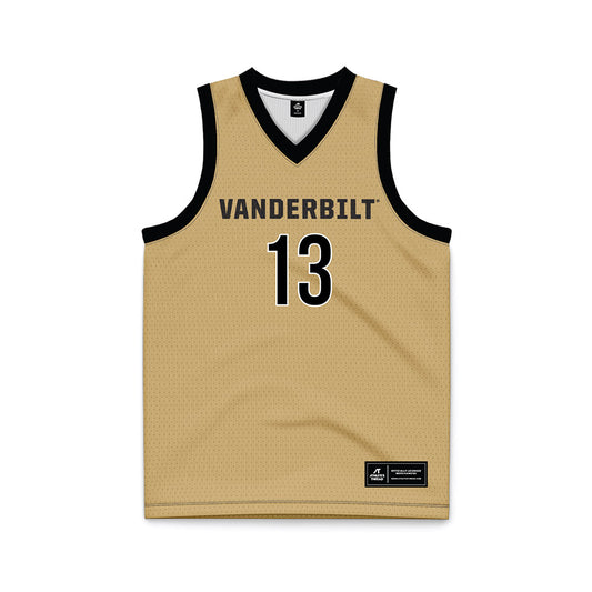 Vanderbilt - NCAA Men's Basketball : Jalen Washington - Gold Basketball Jersey-0