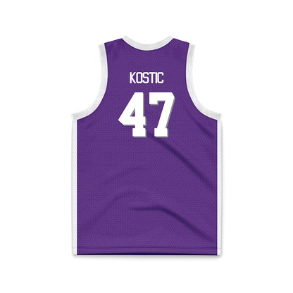 Kansas State - NCAA Men's Basketball : Andrej Kostic - Purple Basketball Jersey-1