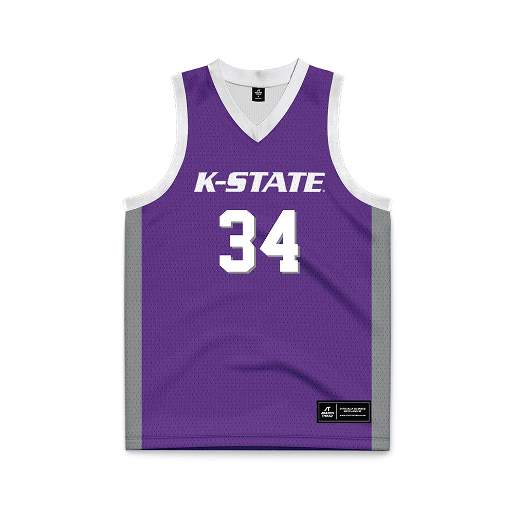 Kansas State - NCAA Men's Basketball : Nate Johnson - Purple Basketball Jersey-0