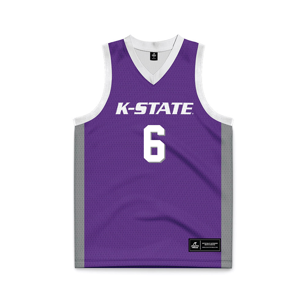 Kansas State - NCAA Men's Basketball : Marcus Johnson - Purple Basketball Jersey-0