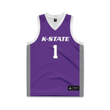 Kansas State - NCAA Men's Basketball : Abdi Bashir - Purple Basketball Jersey-0