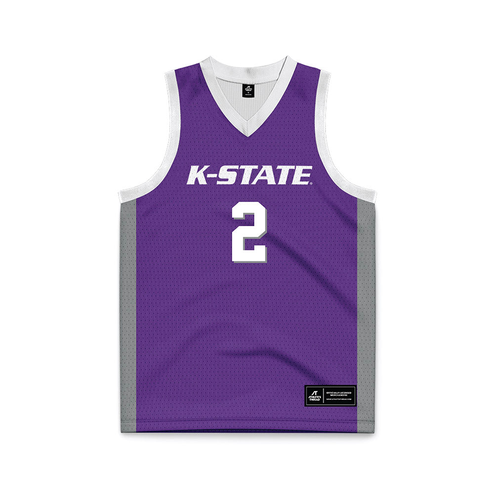Kansas State - NCAA Men's Basketball : Exavier Wilson - Purple Basketball Jersey-0