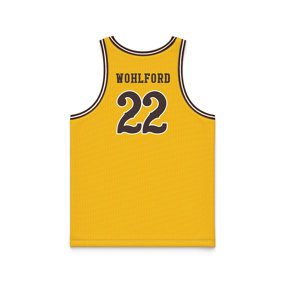 Wyoming - NCAA Women's Basketball : Peyton Wohlford - Gold Basketball Jersey-1