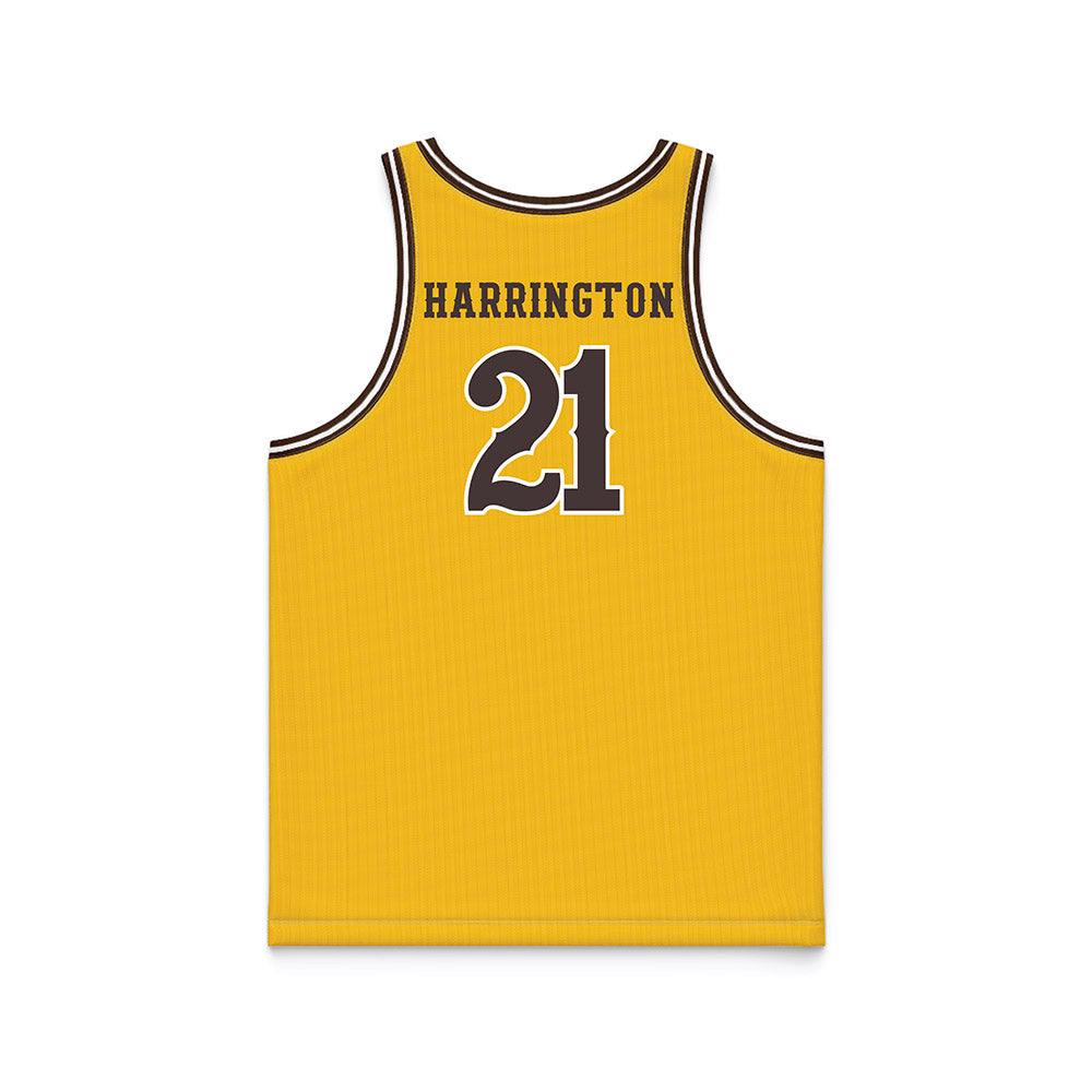 Wyoming - NCAA Women's Basketball : Katie Harrington - Gold Basketball Jersey-1