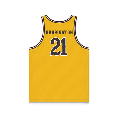 Wyoming - NCAA Women's Basketball : Katie Harrington - Gold Basketball Jersey-1