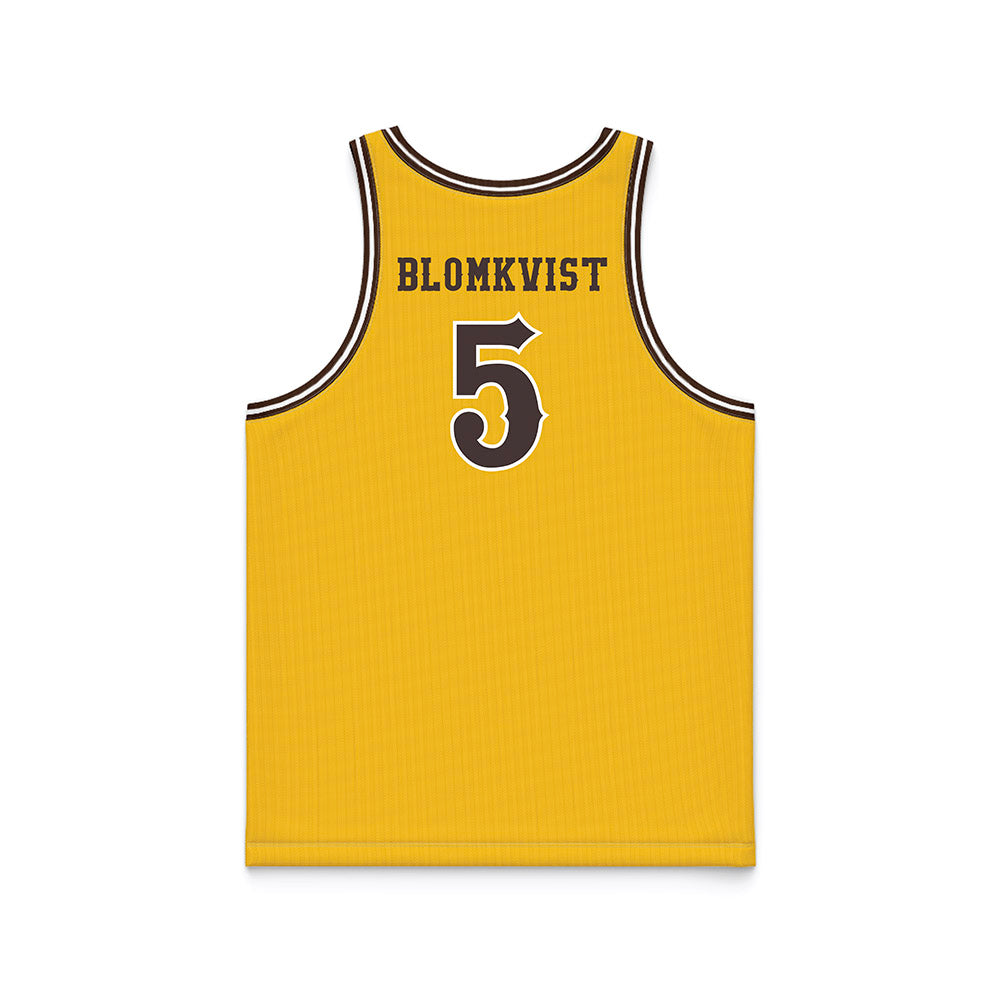 Wyoming - NCAA Women's Basketball : Liv Blomkvist - Gold Basketball Jersey-1