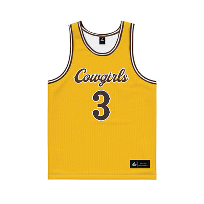 Wyoming - NCAA Women's Basketball : Grace Moyers - Gold Basketball Jersey