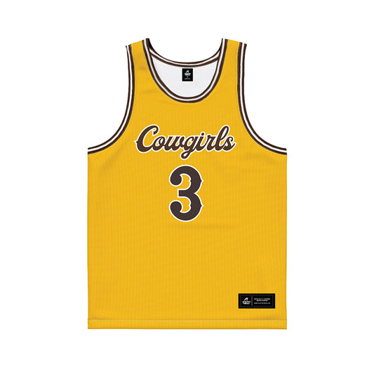 Wyoming - NCAA Women's Basketball : Grace Moyers - Gold Basketball Jersey
