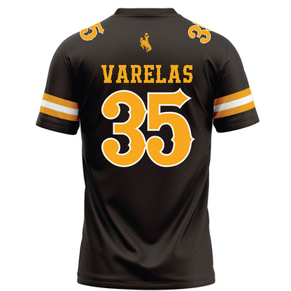 Wyoming - NCAA Football : Nikos Varelas - Brown Football Jersey