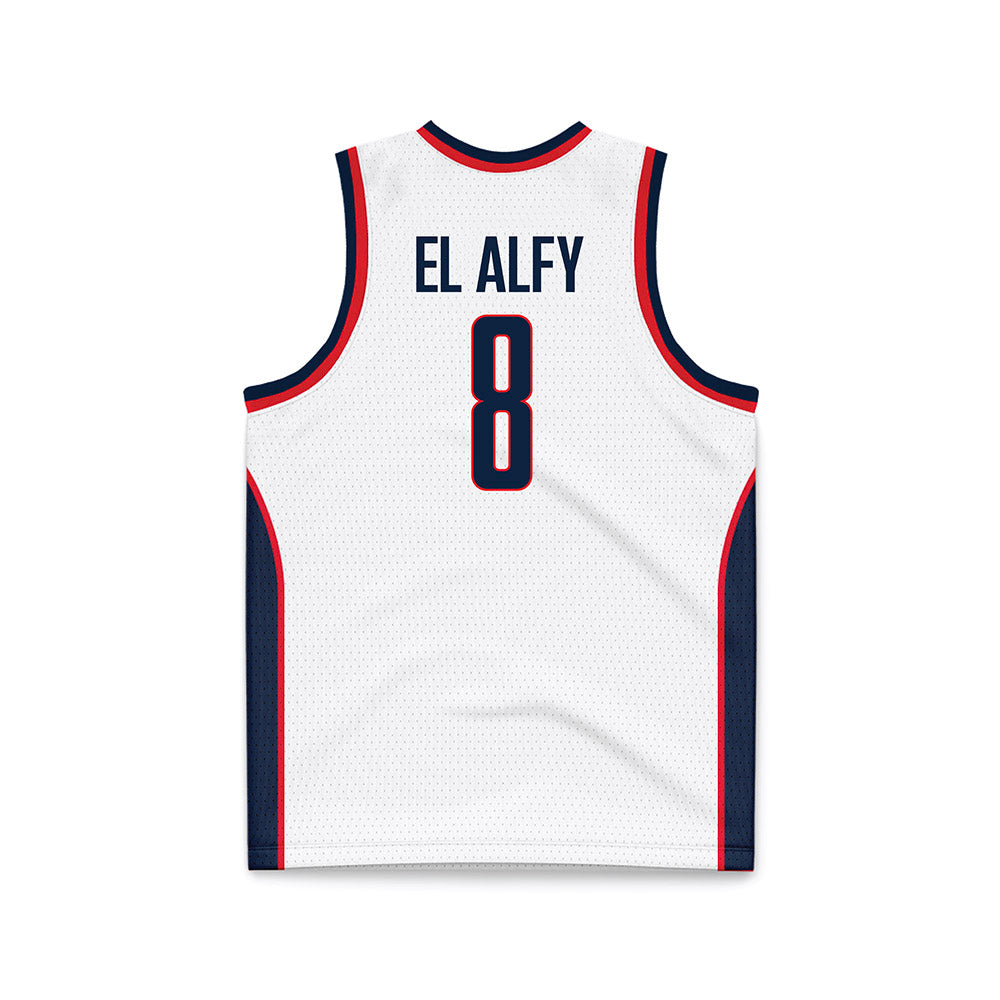 UConn - NCAA Women's Basketball : Jana El Alfy - White Basketball Jersey-1