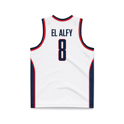 UConn - NCAA Women's Basketball : Jana El Alfy - White Basketball Jersey-1