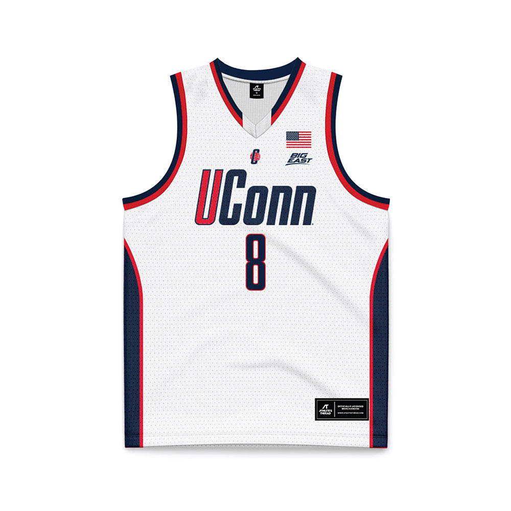 UConn - NCAA Women's Basketball : Jana El Alfy - White Basketball Jersey-0