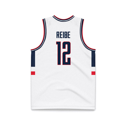 UConn - NCAA Men's Basketball : Eric Reibe - White Basketball Jersey-1