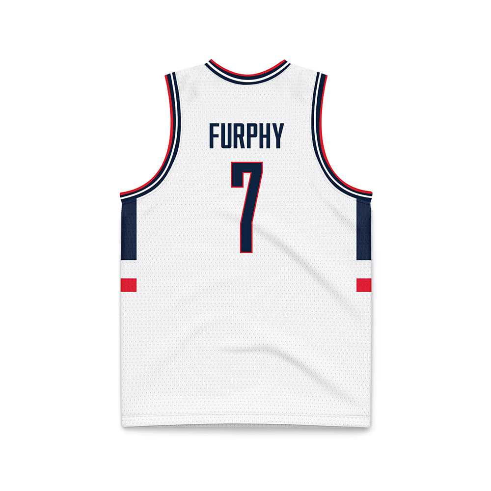 UConn - NCAA Men's Basketball : Jacob Furphy - White Basketball Jersey-1