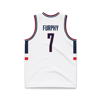 UConn - NCAA Men's Basketball : Jacob Furphy - White Basketball Jersey-1