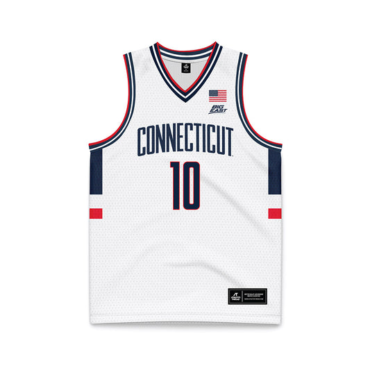 UConn - NCAA Men's Basketball : Rrezon Elezaj - White Basketball Jersey-0