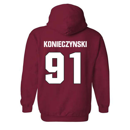 NC State - NCAA Football : Nick Konieczynski - Sports Shersey Hooded Sweatshirt-1