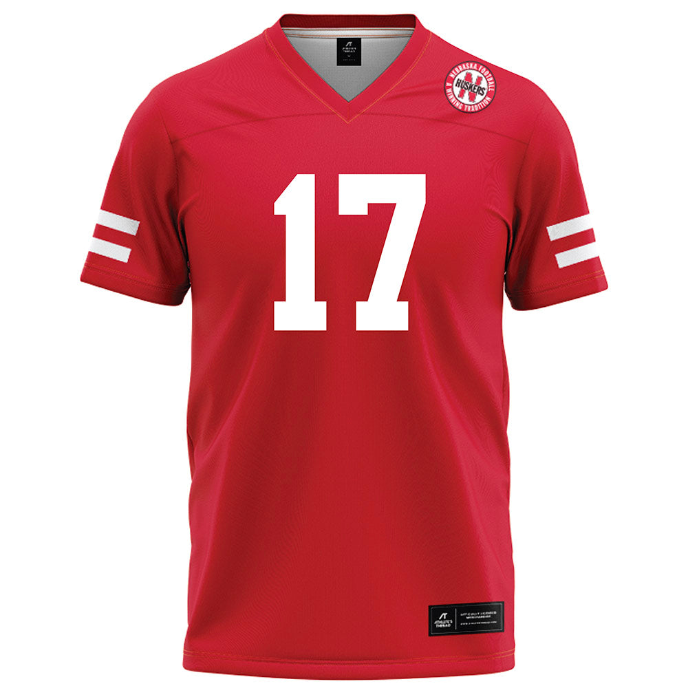 Nebraska - NCAA Football : Luke Longval - Red Football Jersey