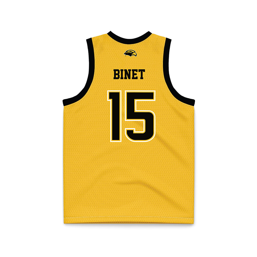Southern Miss - NCAA Men's Basketball : Djahi Binet - Gold Basketball Jersey-1