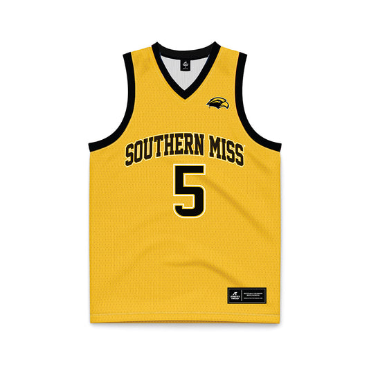 Southern Miss - NCAA Men's Basketball : Jett Montgomery - Gold Basketball Jersey-0
