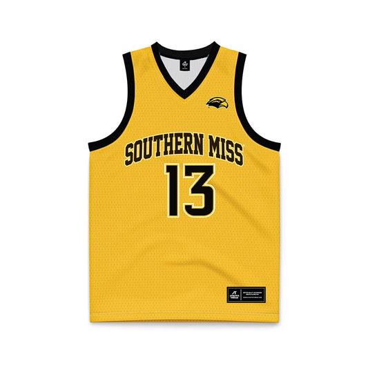 Southern Miss - NCAA Men's Basketball : Dylan Brumfield - Gold Basketball Jersey-0