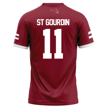 UMass - NCAA Football : Leonard St Gourdin - Maroon Football Jersey-1