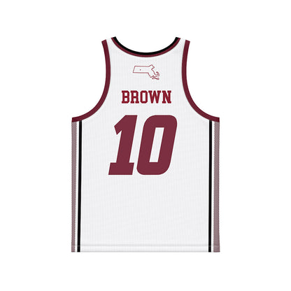 UMass - NCAA Men's Basketball : Donovan Brown - White Basketball Jersey-1