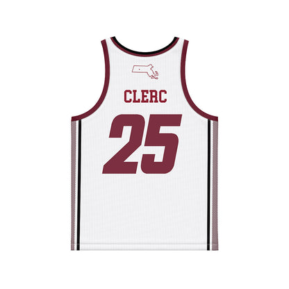 UMass - NCAA Men's Basketball : Dimitri Clerc - White Basketball Jersey-1