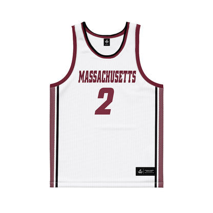 UMass - NCAA Men's Basketball : Nathan Guerengomba - White Basketball Jersey