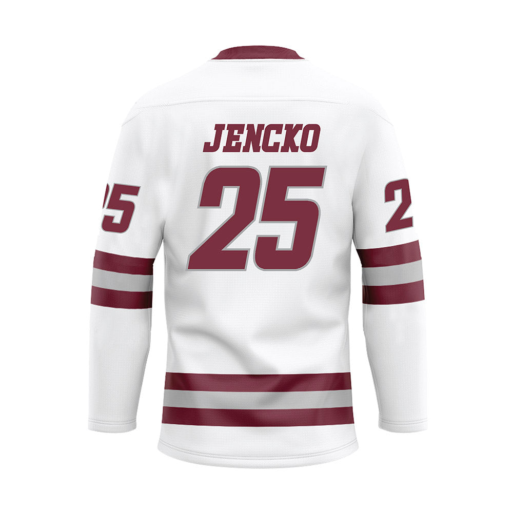 UMass - NCAA Men's Ice Hockey : Daniel Jencko - White Hockey Jersey-1