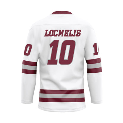 UMass - NCAA Men's Ice Hockey : Dans Locmelis - White Hockey Jersey