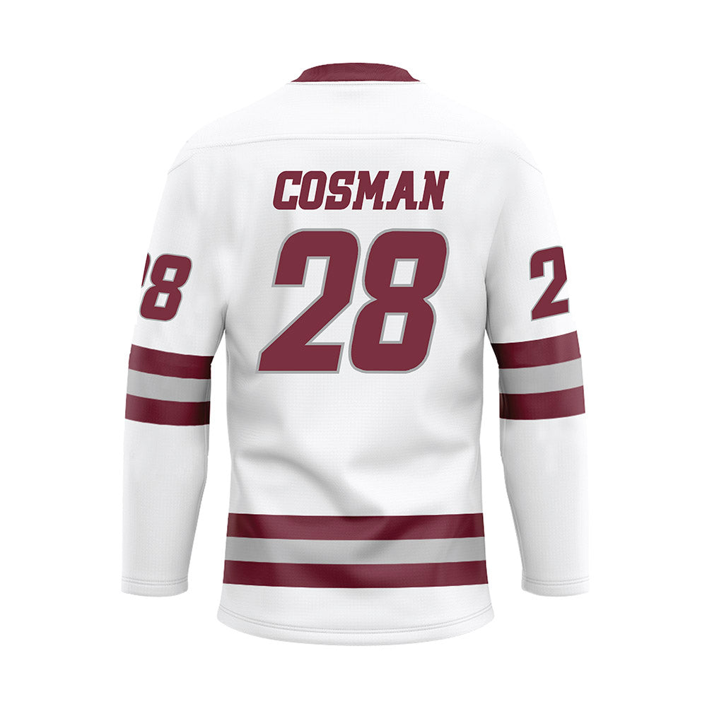 UMass - NCAA Men's Ice Hockey : Bo Cosman - White Hockey Jersey