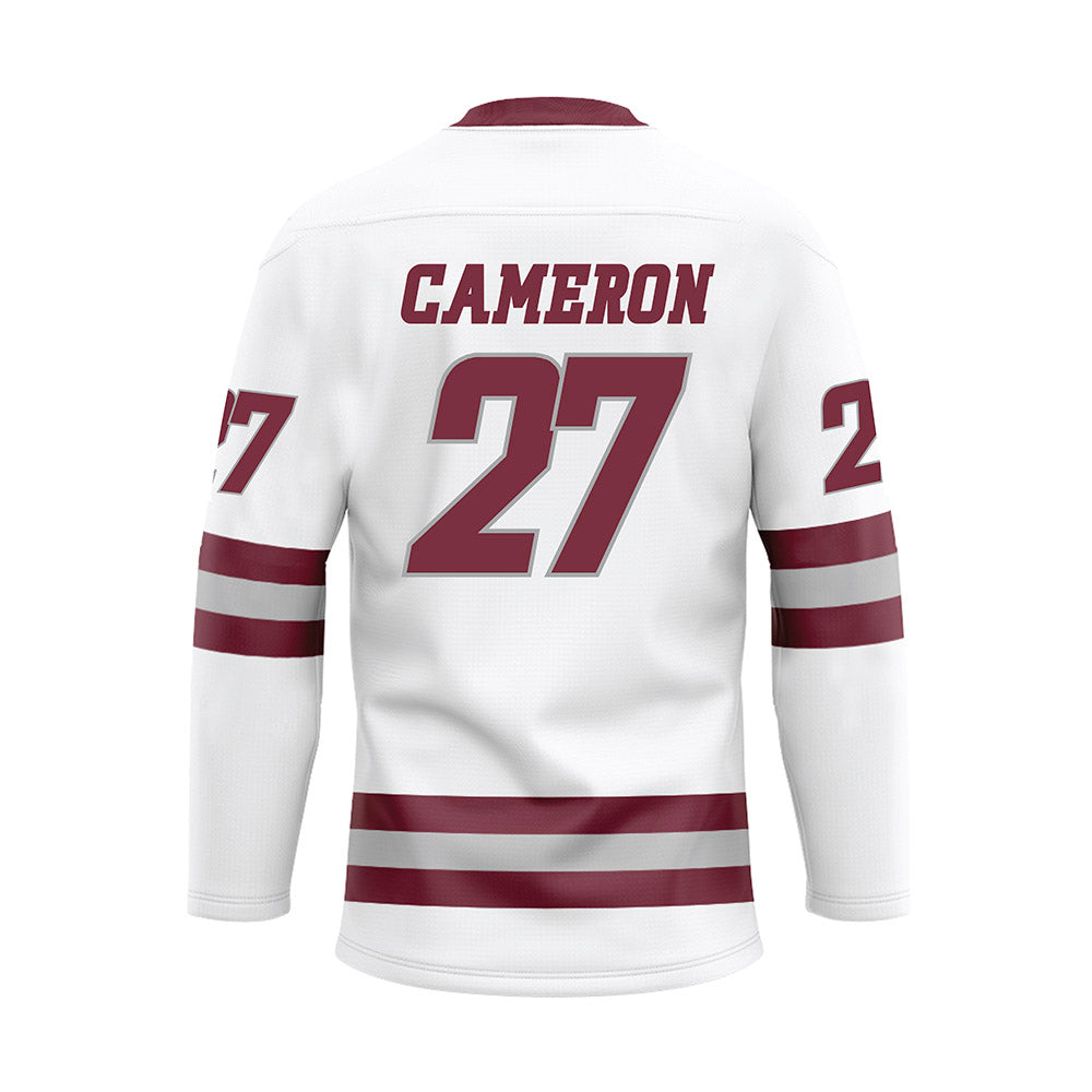 UMass - NCAA Men's Ice Hockey : Michael Cameron - White Hockey Jersey