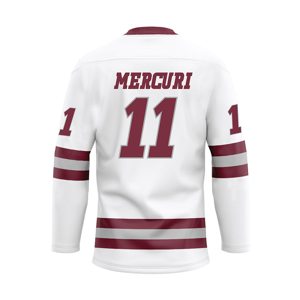 UMass - NCAA Men's Ice Hockey : Lucas Mercuri - White Hockey Jersey