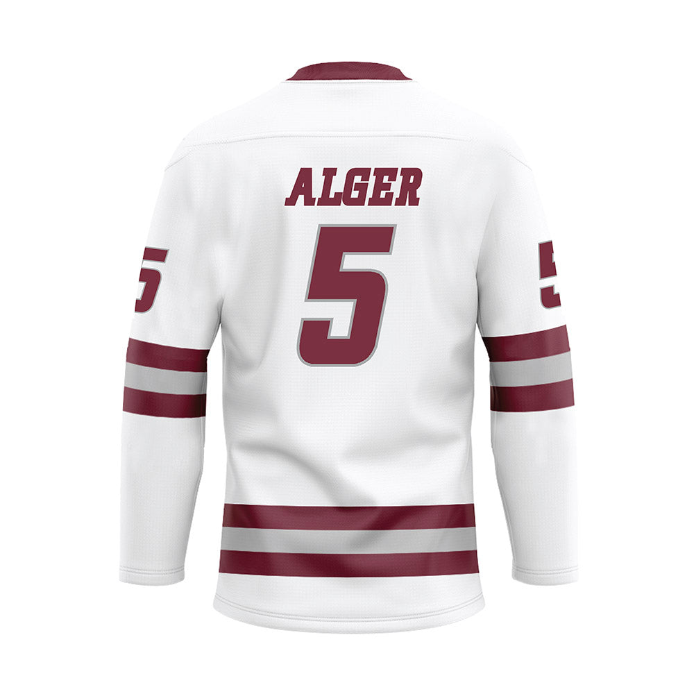 UMass - NCAA Men's Ice Hockey : Linden Alger - White Hockey Jersey