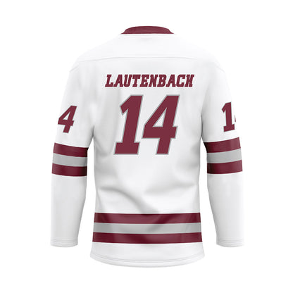 UMass - NCAA Men's Ice Hockey : Ryan Lautenbach - White Hockey Jersey